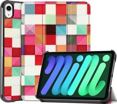 Hoesje Geschikt voor Apple iPad Mini 6 (2021) - 8.3 inch - 6e Generatie - Dun & Stevig - Trifold Bookcase - Hard Cover - Hardcover Book Case - Tablet Hoes - Blokken