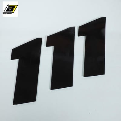 3 stickers race nummer zelfklevend nummer 1 zwart 20x25cm voor motoren