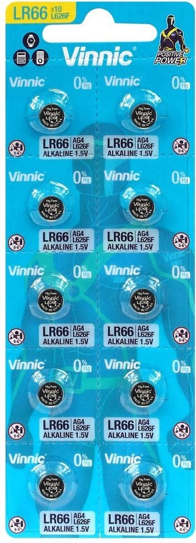 10 stuks Vinnic alkaline knoopcel G4 / AG4 / L626 / SR626 / 377