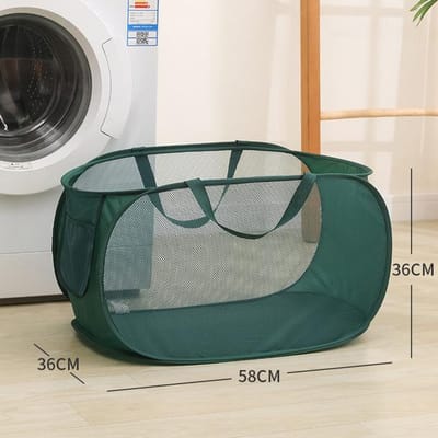 Horizontale opvouwbare wasmand Mesh doek ademende wasmand Grote capaciteit opbergmanden woonaccessoires