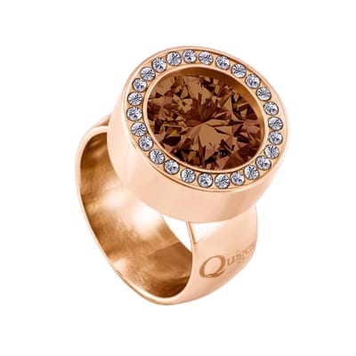 Quiges RVS Schroefsysteem Zirkonia Ring Rosegoudkleurig 16mm met Verwisselbare 12mm Mini Munt - SLSRS49216