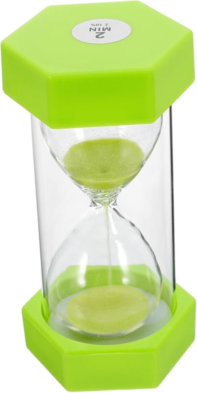 Zandloper Kinderen - Tijdklokje Zand - Studie Tijdmeting - Exacte 2 Minuten - 127 cm Hoog - Grasgroen