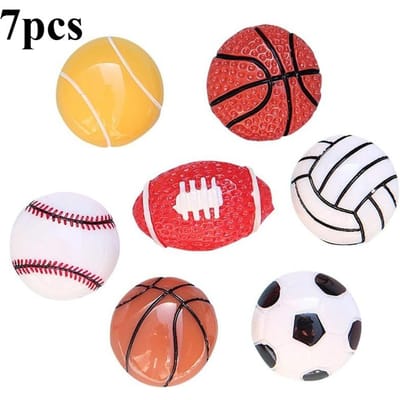 7 stuks Sportbal hars koelkastmagneet - VoetbalBasketbalVolleybalTennis DIY HuisdecoratieZwartbord decoratieve stickers red