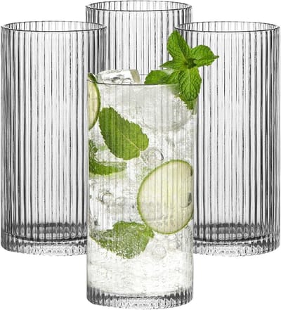 Set van 4 Elegante Langdrinkglazen 360 ml: Ideaal voor Koffie, Thee, Sap en Cocktails, Transparant en Hoogwaardig Glas