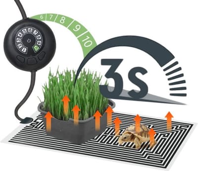 keFIRST Grafeen infrarood warmtemat 14x15cm met thermostaat voor reptielen, amfibieën, kuikens en zelf fermenteren