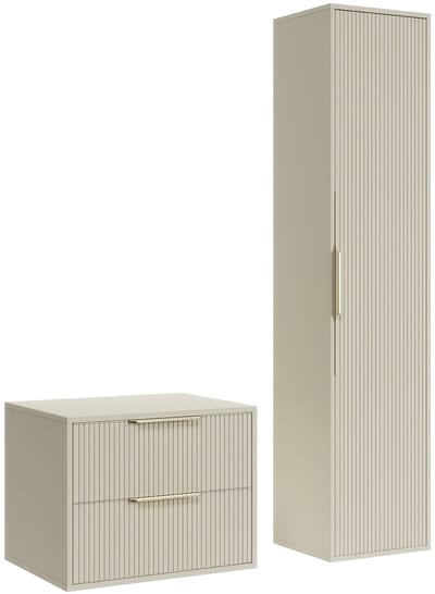 Badplaats Wastafelkast Rimini 60 cm – Beige – Badmeubel met Kolomkast