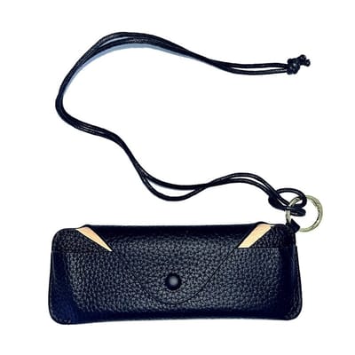 Dailygoods - Echt Lederen Brillenkoker, Draagbare Lederen Brillenkoker, Brillen Beschermende Doos, met Een Lussluiting van Touw om op Te Hangen en Gemakkelijk te Dragen