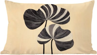 Sierkussens - Kussentjes Woonkamer - 60x40 cm - Zwart - Bladeren - Strepen - Minimalistisch