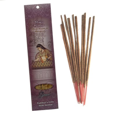 Wierooksticks, handgerold, 'Ragini Kachaili' met musk, vanille en bergamot, 20 sticks