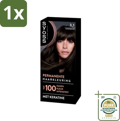 1 x SYOSS - Permanent Coloration 3-1 - Haarverf - Permanente Haarkleuring - Donkerbruin - Grijsdekking- Haarkleur - Permanent Coloration - Grijsdekking - Keratine-formule - Haarverf