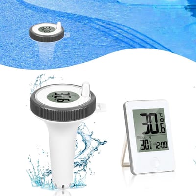 Zwembad Thermometer - Vijver Thermometer - Drijvende Zwembadthermometer - Drijvende Thermometer - Badthermometer - Waterthermometer - Drijvend - Draadloze - Pool - Fahrenheit en Celsius - IPX67 - voor o.a. Babybad, Bad, Zwembad, Bubbelbad