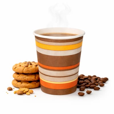 Kartonnen Koffiebeker 240 ml 8oz gestreept- 50 Stuks - wegwerp papieren bekers karton – drank bekers – drinkbekers- koffie beker – wegwerpbeker – Koffiekopjes – Koffiemokken - Warme en Koude Dranken - milieuvriendelijk
