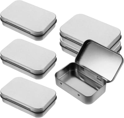 Metal Blikken - Opbergdoosjes - Kleine Spullen - Zes Stuks - 9.5 x 6 cm - Zilver
