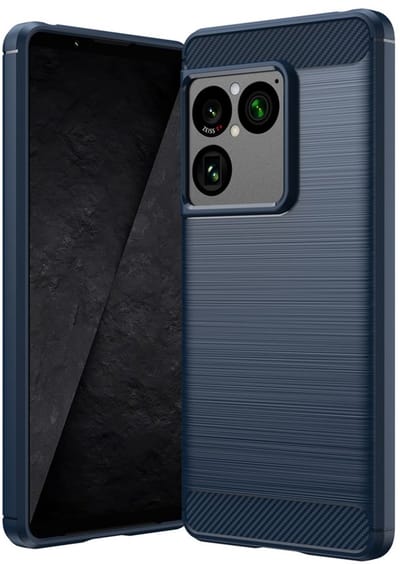 MobyDefend Hoesje - Geschikt voor Sony Xperia 1 VIII - TPU Backcover - Geborstelde Metaal & Carbon-Look - Blauw