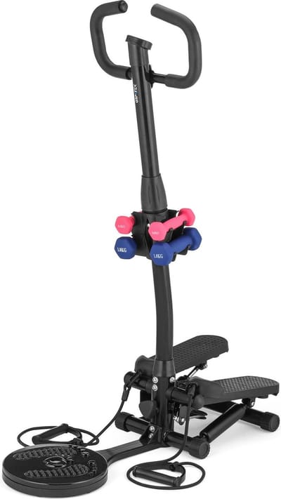 Gymtek® Stepper met Twister en Halterset - Inclusief Weerstandsbanden - met Stappenteller en Calorieënteller - Fitness, Pilates, Workout - XST1000