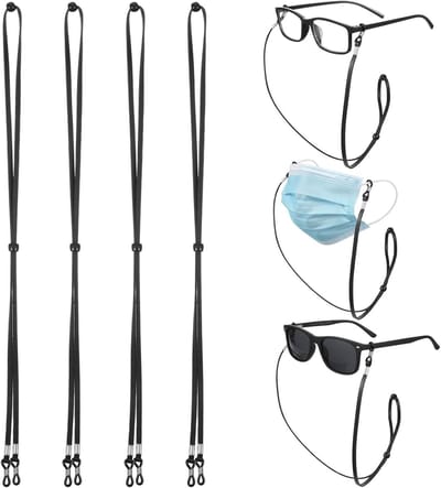 Set van 4 Zwarte Brilbanden voor Sport, Correctiebrillen en Zonnebrillen - Comfortabele en Duurzame Oplossing voor Mannen en Vrouwen