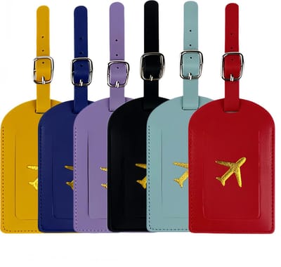 Pack of 6 Suitcase Hangers, Travel Luggage Tags, Suitcase Labels, Travel Suitcase, Name Tags for Suitcase, in Light - ShopVlot