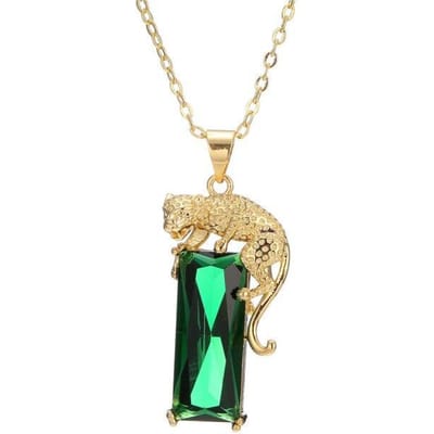 Collier pendentif léopard à la mode pour femmes, collier élégant en zircon avec chaîne en forme d'animal, bijoux féminins beige