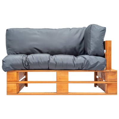 vidaXL - Tuinbank - met - grijze - kussens - pallet - grenenhout