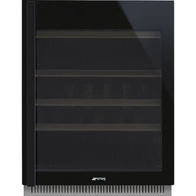 SMEG Inbouw Wijnklimaatkast Wijnklimaatkast, Dolce Stil Novo, Inbouw, Positie scharnier: Rechts, Zwart, 38, G