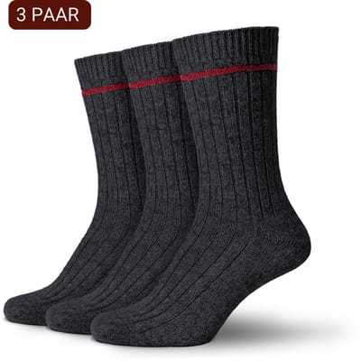 Sukats® The Norwegians - 3 Paar - Noorse Sokken met badstofzool - Maat 35-38 - Antraciet - Dames - Nordic Socks - Warme Sokken - Wintersokken - Wollen Sokken - Scandinavische Sokken - Verwarmde Sokken