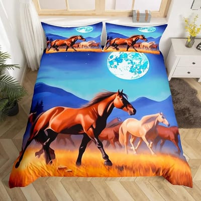 Galopperend Paard Beddengoedset Paard Dekbedovertrek Twin Full Queen King Boerderijdieren Dekbedovertrek voor Kinderen Meisjes Tienerkamer US King(264x228cm)