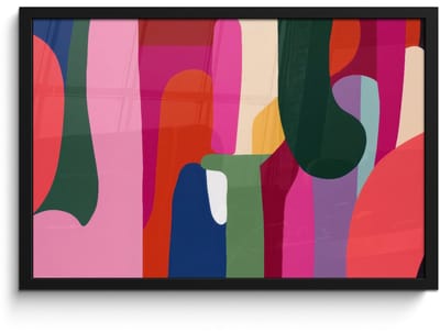 Poster in lijst - Fotolijst 60x40 cm - Posters - Kleurvakken - Recht - Rond - Abstract - Posterlijst zwart - Decoratie - Wanddecoratie woonkamer - Muurdecoratie slaapkamer