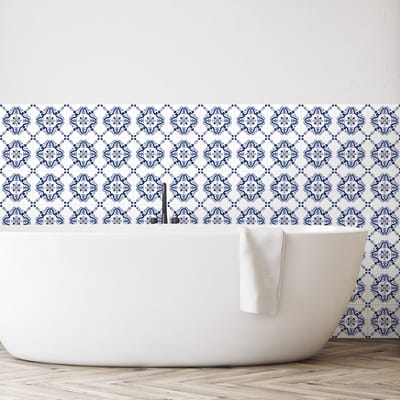 Zelfklevende tegelmuurstickers voor keuken en badkamer - 60 EOLIA Azulejos cementtegelstickers - 60 stickers 20x20cm