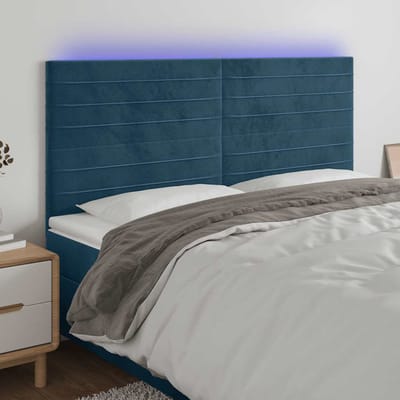 vidaXL - Hoofdbord - LED - 180x5x118/128 - cm - fluweel - donkerblauw