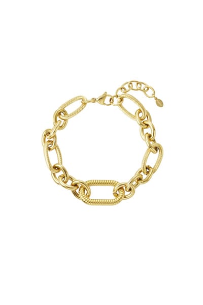 Goudkleurige Schakelarmband met Ovaal Sieraad - Dames - Grove Schakel - Verstelbaar - Stoere Armband - Cadeau voor Haar