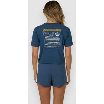 Salty Crew Boat Shop Crop T-Shirt blauw