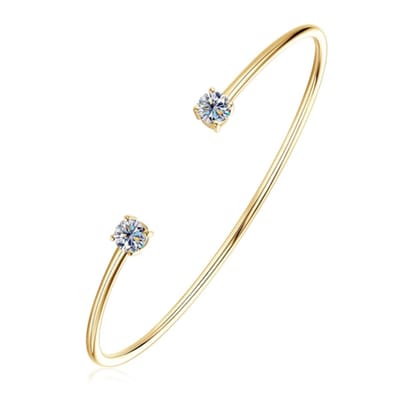 925 Sterling Zilveren Armband met Moissanite Diamanten – 0.5 ct – Geelgoud Plating - The Jewellery Salon - Luxe damesarmband - 59mm -
