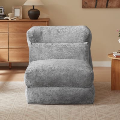 Fashion design chenille relaxfauteuil, uniek ontwerp, geschikt voor woonkamer en slaapkamer, kan worden omgezet van een enkele fauteuil naar een ligstoel