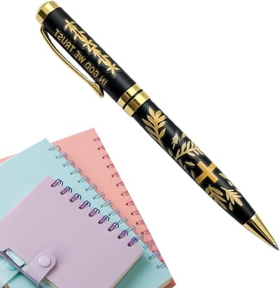 Bijbelstiften - Religieuze Pennen - Spiritueel Schrijven - Gegraveerde Spirituele Tekst - 15 cm Pen - Bruin Zwart