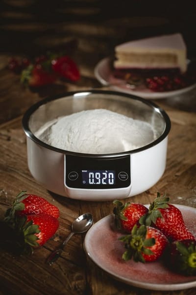 Core® Keukenweegschaal digitaal met kom - Keukenweegschaal - Keukenweegschaal digitaal - Wit en Zilver - 21cm x 19cm x 8cm