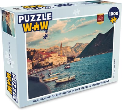 Puzzel Baai van Kotor met boten in het meer in Montenegro - Legpuzzel - Puzzel 1000 stukjes volwassenen