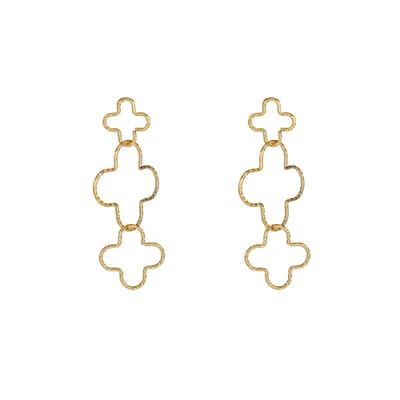 Go Dutch Label Oorknoppen Open Clover Dangle Goud