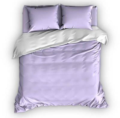 Satin d'Or Reverso Dekbedovertrek - Tweepersoons - 200x200/220 cm - Lila/Wit