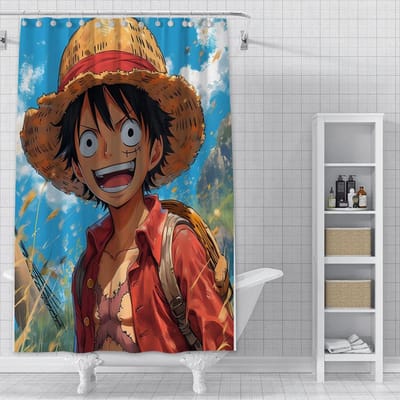 Douche Anime Voor L-Luffys Gordijn Waterdicht Polyester Stof Verf Kleurrijke Badgordijnen Huis Badkamer Decor Gordijn Met Haak YL180x200cm