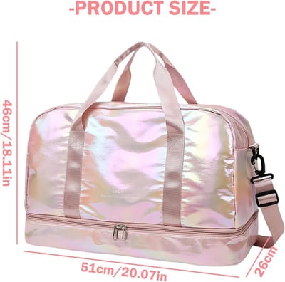 SnelShoppen - Sporttas Dames Roze 40L met Schoenenvak en Vochtige Tas - Waterdichte Reistas voor Zwembad, Yoga en Ziekenhuis - Lichtgewicht Handbagage