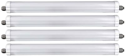 LED diffusor licht vochtbestendig licht garage licht hal licht plafondlamp, wit kunststof, waterstraal-beschermd, 18W 2160lm 4000K neutraal wit, L 60 cm, set van 4