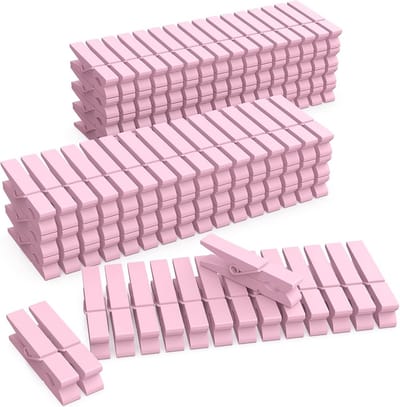 Mini Houten Gekleurde Wasknijpers Licht Roze - Pack van 128
