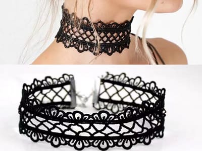 Choker - Zwart - Kant / Lace - Collier - Ketting - 40 cm - one size fits most - verstelbaar - fashionable - sexy - musthave