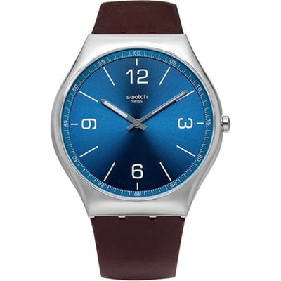 SWatch SS07S101 Skin Irony Skinwind Heren S Leren Horloge SS07S101 blue