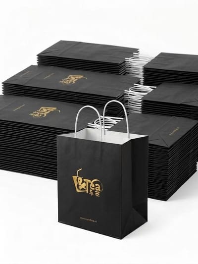 200 x Papieren Draagtassen -papier tasjes - 200 stuks - Zwart - 23.5 x 17.5 x 28.2 cm - Draagkracht 4kg - Paper bag