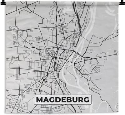 Wandkleed - Wanddoek - Duitsland - Stadskaart - Plattegrond - Magdeburg - Kaart - 180x180 cm - Wandtapijt