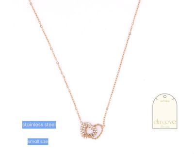 Go Dutch Label Collier Double Sparkly Heart Necklace Goud