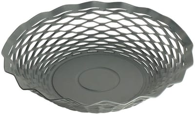 Broodmandje van RVS - Vintage - Rond - Donkergrijs - Ø 24 x H 5 cm
