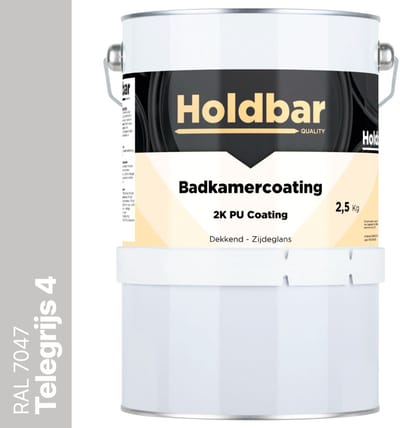 Holdbar Badkamercoating Telegrijs (RAL 7047) 2,5 kg - Badkamerverf - Tegelverf - Alle kleuren - Waterdichte Badkamer verf - Ook Toepasbaar in douchecel - Gemakkelijk te reinigen - 2 Componenten
