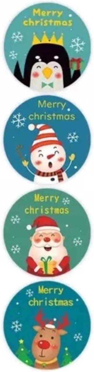 Kerst stickers ●Multiplaza● "Merry Christmas"● 50 stuks ● 2,5 cm - 4 soorten  - post - pakketten - webshop - klanten - groet - kado
